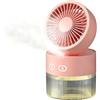 HADAVAKA Mini Ventilatore Personale Nebulizzatore Con Luce Notturna, Ventilatore Pieghevole Ricaricabile Tramite Usb Con Umidificatore, 3 Velocità, Serbatoio Dell'acqua Da 350 Ml (Pink)