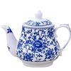 123Arts Teiera, teiera in ceramica, teiera blu e bianca, teiera per casa, ufficio, 708,7 g