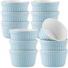 LDXDRU 12 Pezzi Ciotole Ceramica 200 ml Azzurro Chiaro 9 x 5 cm, Stampi Soufflé e Ramequin Ceramica per Forno, Dessert, Creme Brulee, Budino, Antipasti e Pasticceria