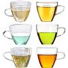 LKMY Set di 6 tazze in vetro da caffè, bicchieri in vetro trasparente, per bevande fredde o calde, succo di frutta, tazza d'acqua creativa, latte, vino, caffè, tè freddo, cocktail, 150 ml/5,1 oz
