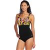 Speedo Costume da Bagno Intero da Donna, Regolabile, Scollo Quadrato, Taglio moderato, Foglie costiere Rosa, 48