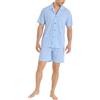 RAGNO Pigiama Uomo Aperto Corto Jersey di Cotone UA29NH (IT, Numero, 48, Regular, Regular, Celeste (Bianco))
