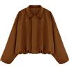 LEACOOLKEY Giacca Bomber da Donna in Finta Pelle Scamosciata Cappotto Pilota Casual Oversized Primavera Autunno Maniche a Pipistrello a Maniche Lunghe Streetwear Esterno,Marrone Chiaro
