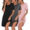 Ekouaer 3pcs Camicia da Notte Donna Pigiama Parto Ospedale Taglie Forti Estiva Camicia Notte Bottoni Davanti Manica Corta Vestito Donna T-Shirt Righe S-XXXL