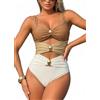 Sangdut Costume da bagno da donna Cut Out doppio, con coppe sexy scollo a V, costume da bagno push up monokini