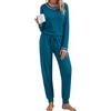 Aseniza Pigiama Invernale Donna Pigiama Caldo Due Pezzi in Pure Cotone Set Pigiama a Manica Lunga Pantaloni Lunghi con Tasche