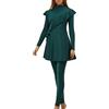 Generisch Burkini, costume da bagno da donna musulmano, costume da bagno alla moda, hijab, 3 pezzi, a maniche lunghe, islamico, copertura completa, stile vintage, a righe, coppe morbide A10
