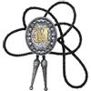 Pocoiau Maschile Bolotie Cravatta In Pelle Intrecciata In Cuoio Con Lettere Iniziale In Metallo A Catena Regolabile A Catena Western Bolo