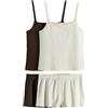 THE SET Donne Confezione da 2 Pigiami con Canotta e Shorts | Adulto, traforati, Standard, Mid Rise, Pull On, 100% cotone