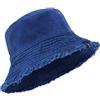 AYPOW Cappello Pescatore da Sole Unisex, Reversibile Bucket Hat con Bordo Sfrangiato in 100% Cotone UV Protezione Cappello Pieghevole Cappello Parasole Cappellino a Secchiello Estivo