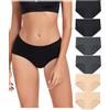 wirarpa Mutande Donna Cotone Vita Media Comode Slip Elasticizzato Intimo di Base Pacco da 6