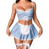 RSLOVE Set lingerie da donna, costume sexy da cameriera, abbigliamento da notte per Halloween e cosplay