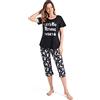 BERDITH Set Pigiama Morbido da Donna Taglia Grande Pigiama per Donne in Mistura di Cotone Comodo Pigiama da Notte da Donna per Signore, Nero 04, 3XL