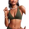 CRZ YOGA Taglio a V Profondo Top Bikini Oliva Scura 48
