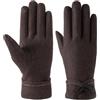 YISENJEE Guanti Invernali Guanti Da Donna Autunnali E Invernali Con Fiocco, In Velluto Spesso E Caldo Cashmere, A Cinque Dita, Con Touch Screen Ricamato - Marrone