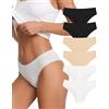 SHARICCA Slip Donna Senza Cuciture Elasticizzato Mutande Donna Invisible Vita Bassa Bikini Slip Donna Brasiliana 6 Pack (2 Nero 2 Bianco 2 Beige, L)