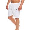 Gennadi Hoppe Costume da bagno da uomo lungo pantaloncini da spiaggia boardshorts, bianco, XXL