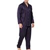 Lonxu - Pigiama da uomo in raso effetto seta, set pigiama a maniche lunghe, due pezzi, con bottoni, S-XXXXL, Large
