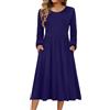 Zeagoo Abito da donna a maniche lunghe, lavorato a maglia, scollo rotondo, abito autunnale, linea ad A, abito casual con tasche