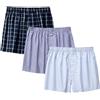 Jamron Uomo Pacco da 3 Pantaloncini Pigiama in Cotone Morbido Comodo Biancheria Intima Pantaloncini Boxer con Apertura Bottone