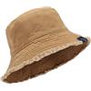 AYPOW Cappello Pescatore da Sole Unisex, Reversibile Bucket Hat con Bordo Sfrangiato in 100% Cotone UV Protezione Cappello Pieghevole Cappello Parasole Cappellino a Secchiello Estivo