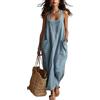 Generico Abito Lungo Estivo Donna Vestito Lungo Tinta Unita Smanicato Vestiti Estivi Abito Fantastico Curvy Boho Chic Abbigliamento Donna Lavoro Spiaggia Azzurro M