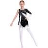 Lejafay Abito da Pattinaggio Artistico per Bambine con Sfumatura di Pietre Scintillanti Body per Ginnastica Ritmica con Gonna E Una Spalla Costume da Ballerina