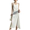 LIUYUYOUGO Abiti Eleganti Donna Abito Midi da Donna in Raso per Invitata A Un Matrimonio Elegante Abito Sottoveste con Scollo A V E Spalline Sottili Abito Lungo Setoso E Fluente con Sottoveste per D