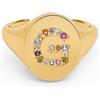SINGULARU - Anello Personalizzato Signet Letter Colors. Ottone con Finitura Placcata Oro 18Kt. Anello con Motivo Lettera e Zirconi Colorati. Gioielli da Donna. Lettera G