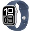 Apple Smartwatch Apple Watch Series 10 GPS 46mm Cassa in alluminio con cinturino sportivo M/L Argento/Blu denim [MWWM3QL/A]
