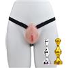 MKGMYGZ Sissy Chastity Cage Anal Plugs Male Cage De Chasteté Small Chastity Devices BDSM Sex Flat Cock Cage for Sexual Adult (Skin color,Gold Anal Plugs)