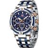 MF MINI FOCUS Orologi da uomo d'affari (cronografo/impermeabile/luminosi/calendario/24 ore), grande quadrante in acciaio inox, orologi da uomo