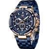 MF MINI FOCUS Orologi da uomo d'affari (cronografo/impermeabile/luminosi/calendario/24 ore), grande quadrante in acciaio inox, orologi da uomo