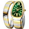 MASTOP Orologio da donna con quadrante a serpente da 15 a 18 cm, a forma di serpente, orologi da donna impermeabili in acciaio delicato vestito da polso femminile Relogio Feminino, Bicolore Verde