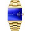 Gosasa Orologio quadrato per gli uomini, quadrante blu dello specchio | Quadrante rettangolare blu a specchio con un unico display dell'ora, cinturino in metallo lucido e stile moderno per ufficio