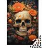 QHVMXCZB Testa di Teschio Puzzle 1000 Pezzi Carta per Adulti Circondato da Fiori Arte Rilassante Decorazione Regalo Famiglia 38x26cm/1000pcs