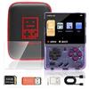 JIANJU Mini Plus - Console di gioco portatile con Linux, schermo IPS HD da 3,5, scheda TF da 64 G, 20000 giochi classici, 3000 mAh/5 V + kit di gioco (viola trasparente)