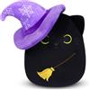 MUFEIRUO Peluche a forma di gatto nero di Halloween con cappello da strega