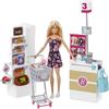 Barbie - Il Supermercato, playset con bambola bionda, carrello con ruote che girano e nastro trasportatore funzionante, scaffale con 20+ accessori, giocattolo per bambini, 3+ anni, FRP01