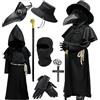 Haozozo Costume Halloween Bambino Medico Della Peste,Vestito Halloween Bambino Con Bastone Classico,Cintura,Collana Con Croce, Maschera In Pelle E Berretto - Costumi Halloween Bambini (140 cm)