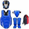 Wswqop 5 Pezzi Attrezzatura da Allenamento Combattimento Kit Difensivo Arti Marziali Casco Corpetto Parastinchi Parafianchi in PU con Imbottitura Eva , color to 1 , S