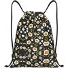 Pidgazdfgv Flower Leaf (2) zaino con coulisse sport palestra zaino tasche in rete resistente all'acqua borsa a corda donna uomo, Nero , S, Classico