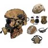 cuguoe Set completo di casco FAST PJ con comunicazioni e maschera facciale | Casco FAST PJ con cuffia for comunicazioni, occhiali, maschera for l'alito, copertura e ghetta for il collo
