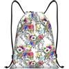 Pidgazdfgv Giardino Fioritura Fiori di campo Uccelli Foglie Rami Zaino con Coulisse Sport Palestra Sackpack Tasche in rete Resistente all'acqua Borsa a corda Donna, Nero , M, Classico