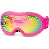 EXP VISION Occhiali da sci per bambini, antiappannamento, con protezione UV, occhiali da neve, per ragazzi e ragazze (Rosa)
