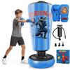Ninonly Sacco da Boxe 165cm per Bambini Ragazzi con Guanti da Boxe e Pompa | Blu Sacco da Boxe da Terra per Karate MMA Kickboxing Taekwondo Muay Thai, PVC Resistente Punchball per Allenamento a Casa
