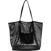 Generic Borsa da spiaggia da donna in rete, leggera, per piscina e uso estivo, a prova di sabbia, per viaggi e spiaggia, accessori (nero, taglia unica)