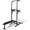 Kaloriko Power Tower con panca per addominali, regolabile da 182 a 235 cm, stazione multifunzione con barra per trazioni, supporto per sollevamento gambe e compressione delle gambe, per allenamento a