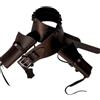 RESTEQ Cintura in pelle con doppia fondina taglia 5 per Revolver stile western | Cintura artigianale in pelle pieno fiore con doppia fondina e finitura pulita.