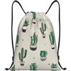 Pidgazdfgv Green Cactus. Zaino con coulisse per sport, palestra, tasche in rete, resistente all'acqua, per donne e uomini, Nero , M, Classico